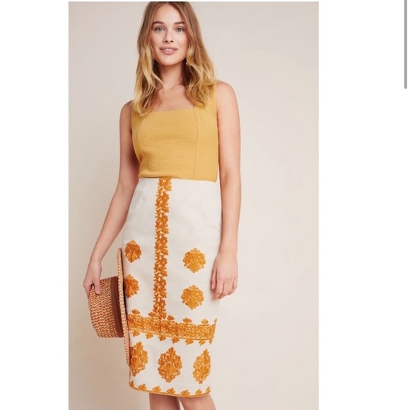 Anthropologie Embroidered Pencil Skirt. - Picture 1 of 9